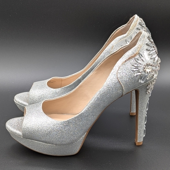 Gianni Bini Merri Silver Platform Embellished Heels - Picture 6 of 12